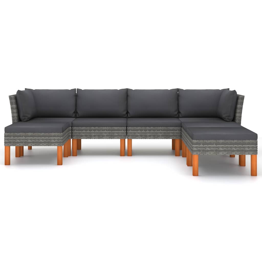 Garden Lounge Set Gray PE rattan Medium Light Weight
