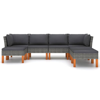 Garden Lounge Set Gray PE rattan Medium Light Weight