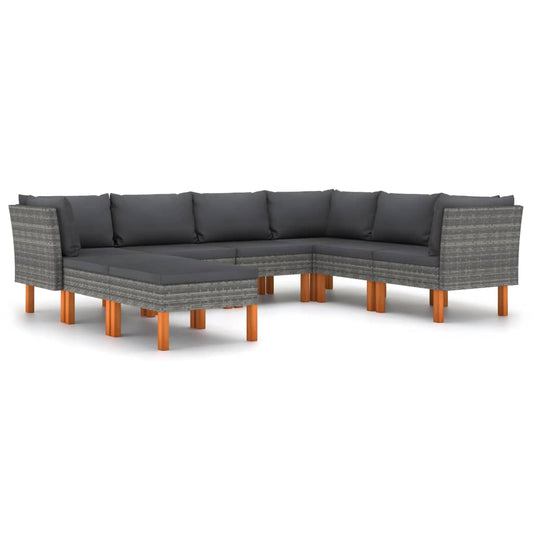 Garden Lounge Set Grey PE rattan Large Removable Covers