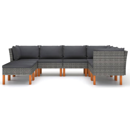Garden Lounge Set Grey PE rattan Large Removable Covers