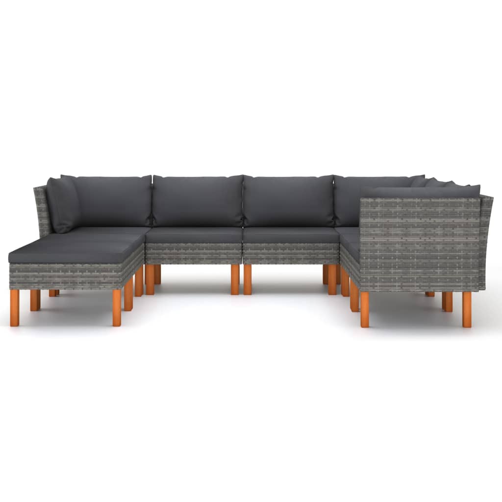 Garden Lounge Set Grey PE rattan Large Removable Covers