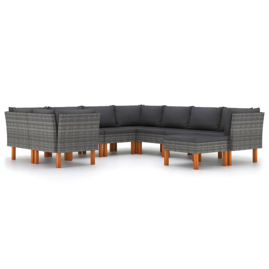 Garden Lounge Set Grey PE rattan Large Modular