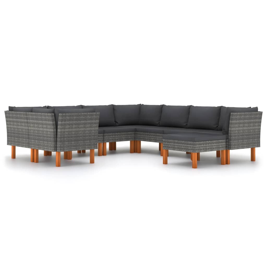 Garden Lounge Set Grey PE rattan Large Modular