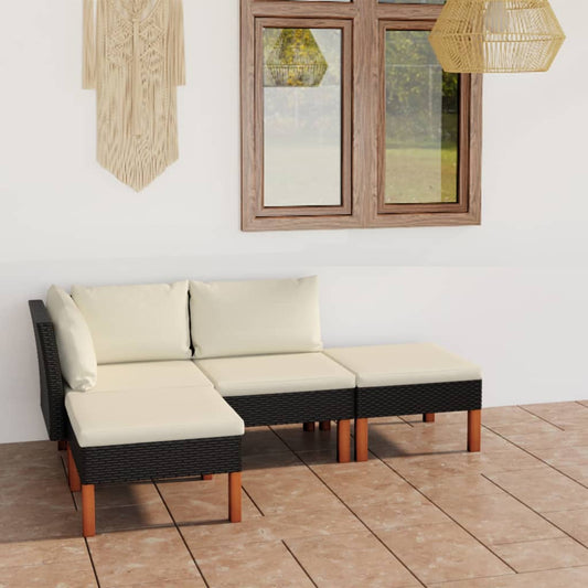 Garden Lounge Set Black PE Rattan Large Lightweight