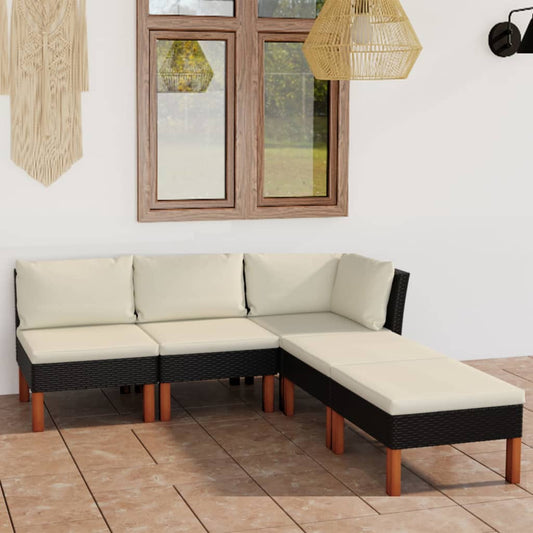 Garden Lounge Set Black, Cream white
