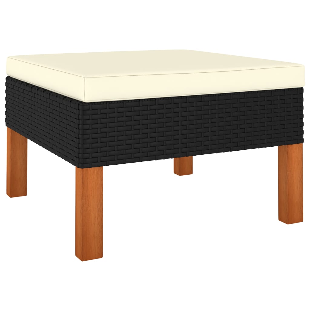 Garden Lounge Set Black PE Rattan Medium Removable Covers