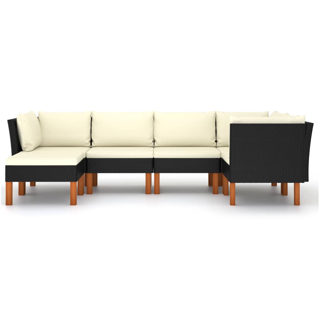 Garden Lounge Set Black, Cream White