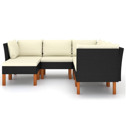 Garden Lounge Set Black, Cream White
