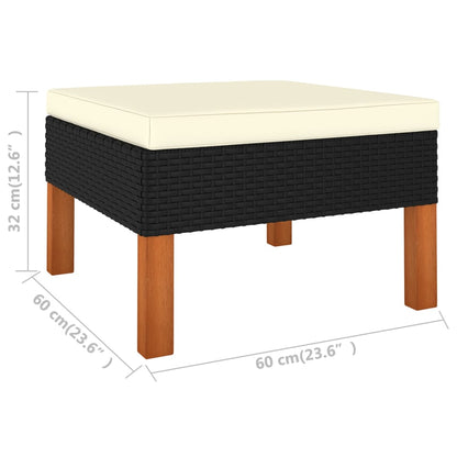 Garden Lounge Set Black, Cream White