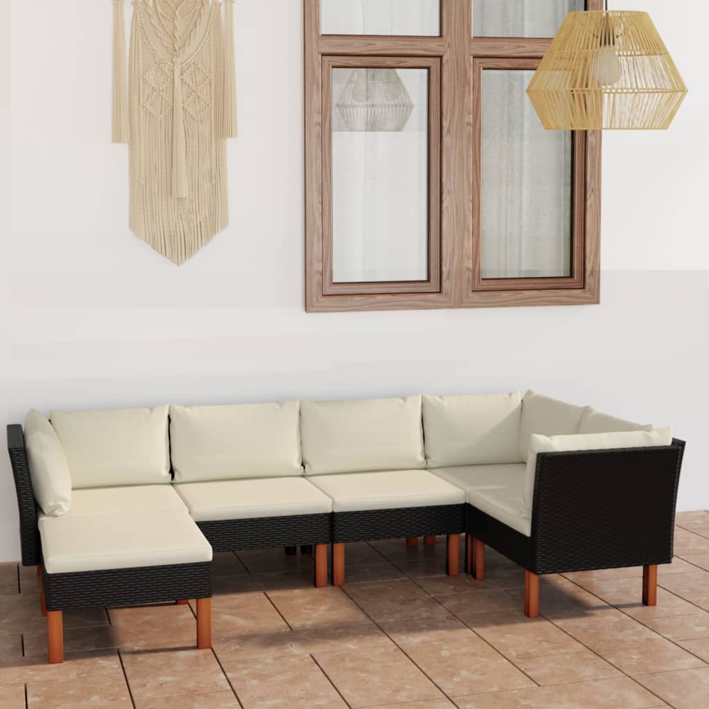 Garden Lounge Set Black, Cream White