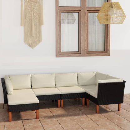 Garden Lounge Set Black, Cream White