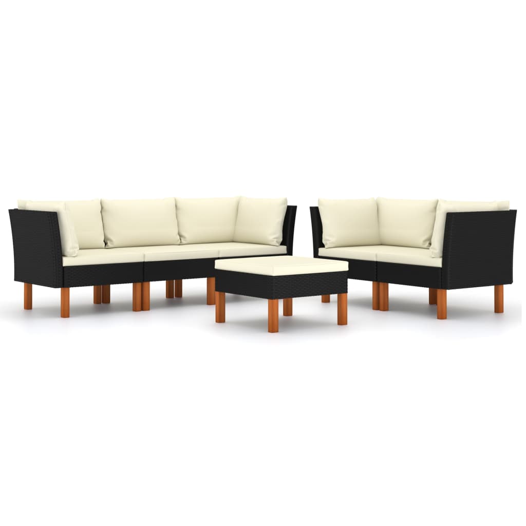 Garden Lounge Set Black PE Rattan Modular Garden Lounge Set