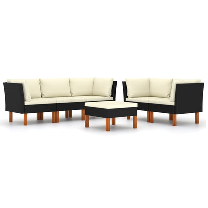 Garden Lounge Set Black PE Rattan Modular Garden Lounge Set