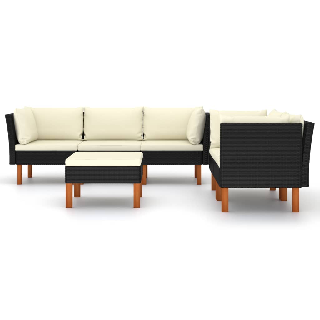 Garden Lounge Set Black PE Rattan Modular Garden Lounge Set