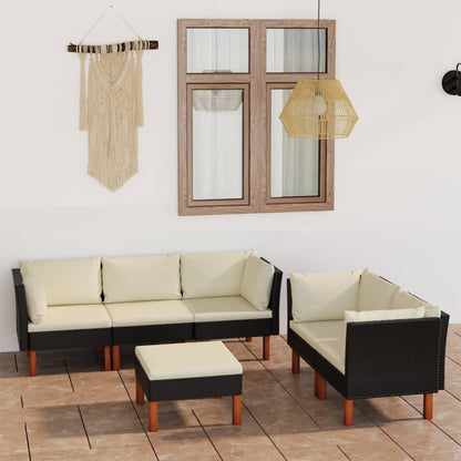 Garden Lounge Set Black PE Rattan Modular Garden Lounge Set