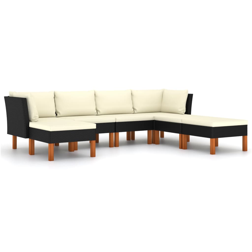 Garden Lounge Set Black, Cream White
