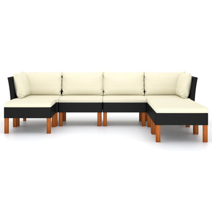 Garden Lounge Set Black, Cream White