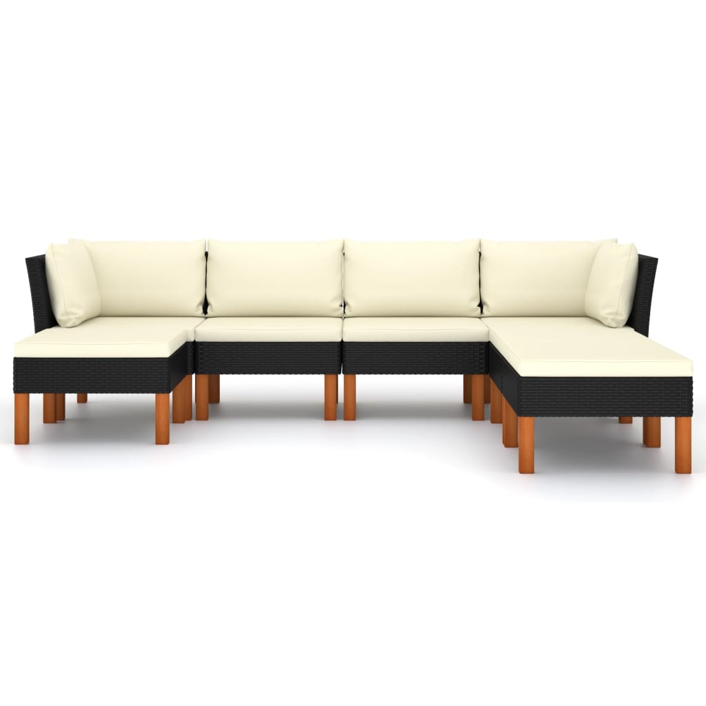 Garden Lounge Set Black, Cream White