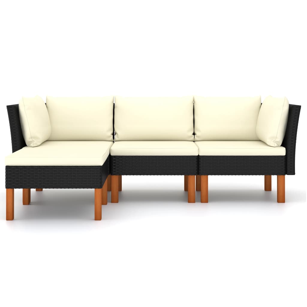 Garden Lounge Set Black and Cream White