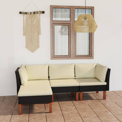 Garden Lounge Set Black and Cream White