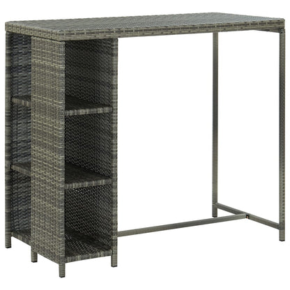 Garden Bar Set Grey Poly Rattan, Powder-Coated Steel Large