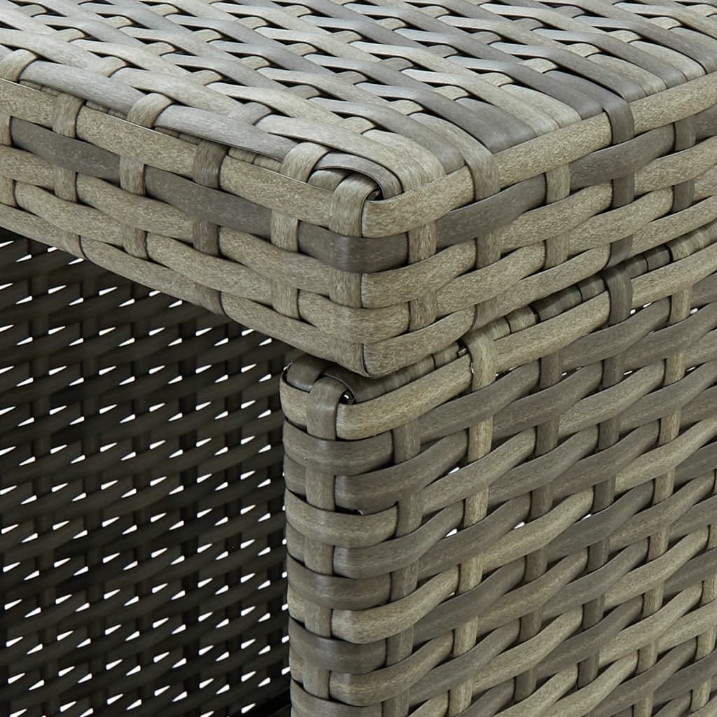 Garden Bar Set Grey Poly Rattan, Powder-Coated Steel Large