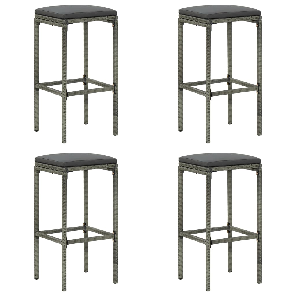 Garden Bar Set Grey Poly Rattan, Powder-Coated Steel Large