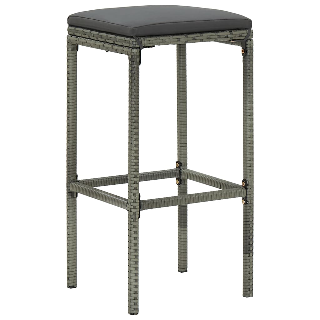 Garden Bar Set Grey Poly Rattan, Powder-Coated Steel Large