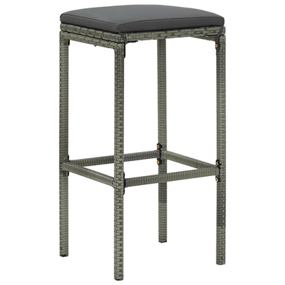 Garden Bar Set Grey Poly Rattan, Powder-Coated Steel Large