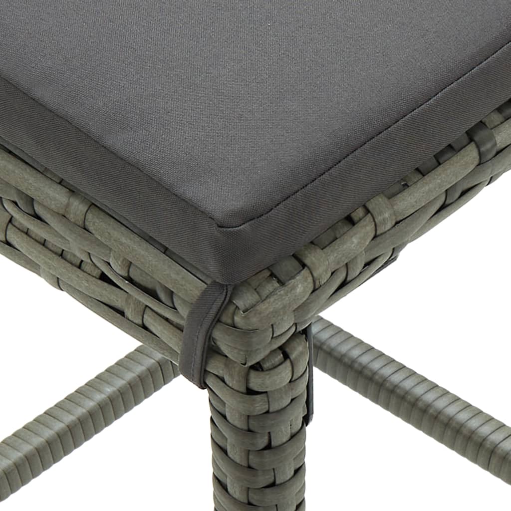 Garden Bar Set Grey Poly Rattan, Powder-Coated Steel Large