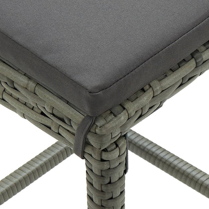 Garden Bar Set Grey Poly Rattan, Powder-Coated Steel Large