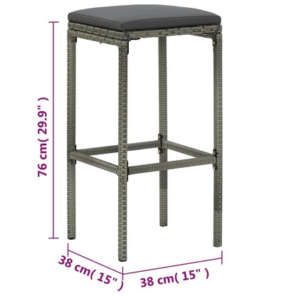 Garden Bar Set Grey Poly Rattan, Powder-Coated Steel Large