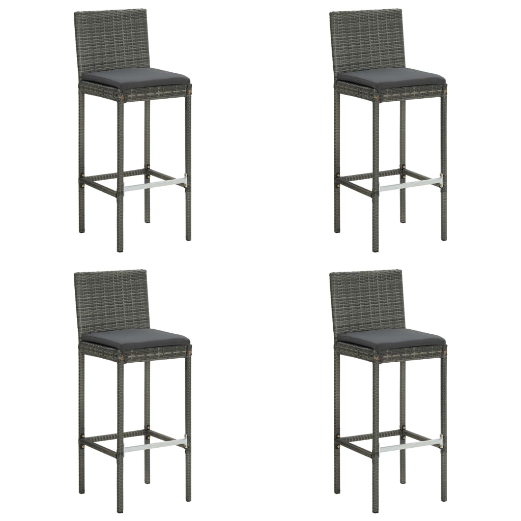 Garden Bar Set Grey Poly rattan 5 Piece Set Removable Covers