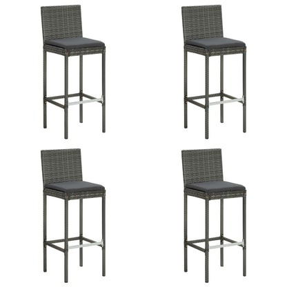Garden Bar Set Grey Poly rattan 5 Piece Set Removable Covers