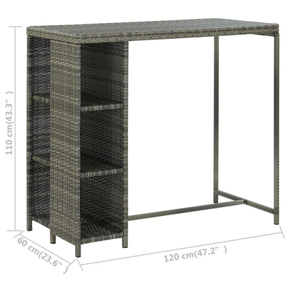 Garden Bar Set Grey Poly rattan 5 Piece Set Removable Covers