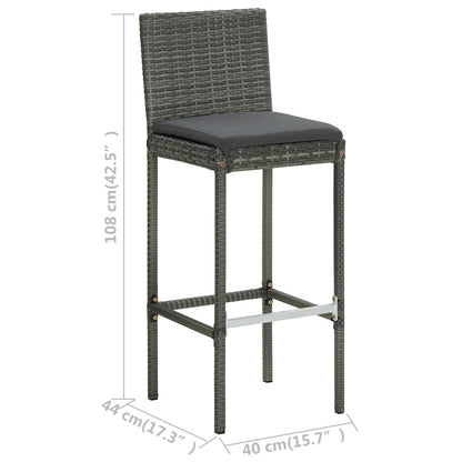 Garden Bar Set Grey Poly rattan 5 Piece Set Removable Covers