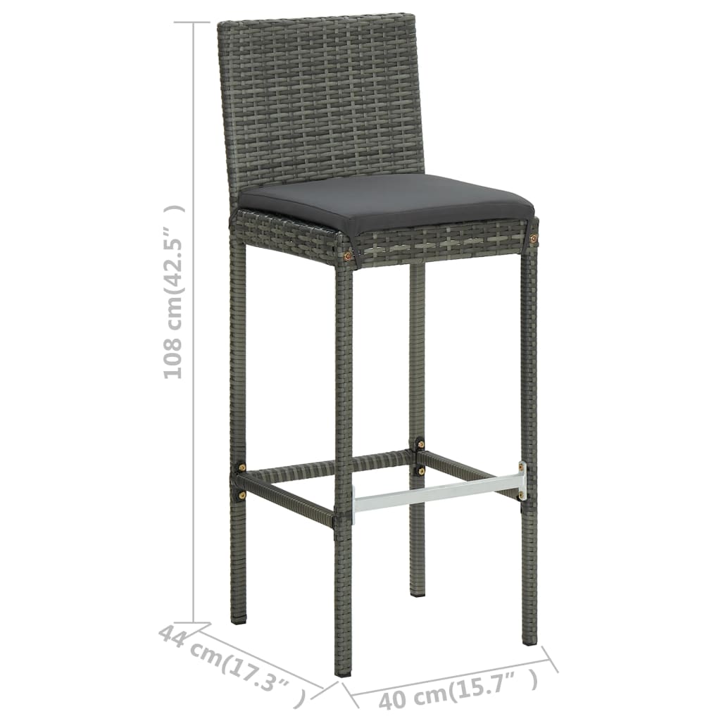 Garden Bar Set Grey Poly rattan 5 Piece Set Removable Covers