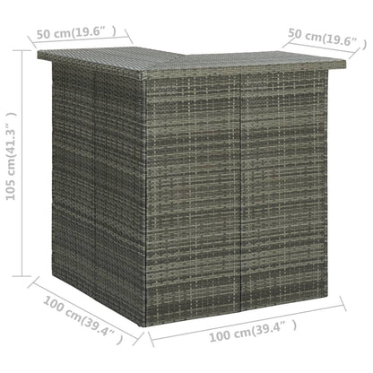 Garden Bar Set Grey Poly rattan, powder-coated steel, 100% polyester