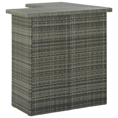 Garden Bar Set Grey Poly rattan, powder-coated steel, 100% polyester