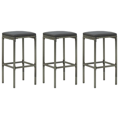 Garden Bar Set Grey Poly rattan, powder-coated steel, 100% polyester