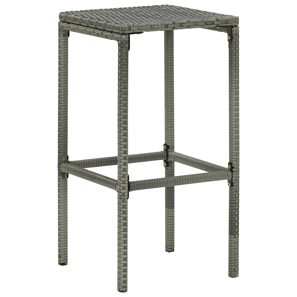 Garden Bar Set Grey Poly rattan, powder-coated steel, 100% polyester