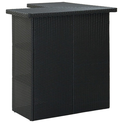 Garden Bar Set Black Poly Rattan, Powder-coated Steel Large