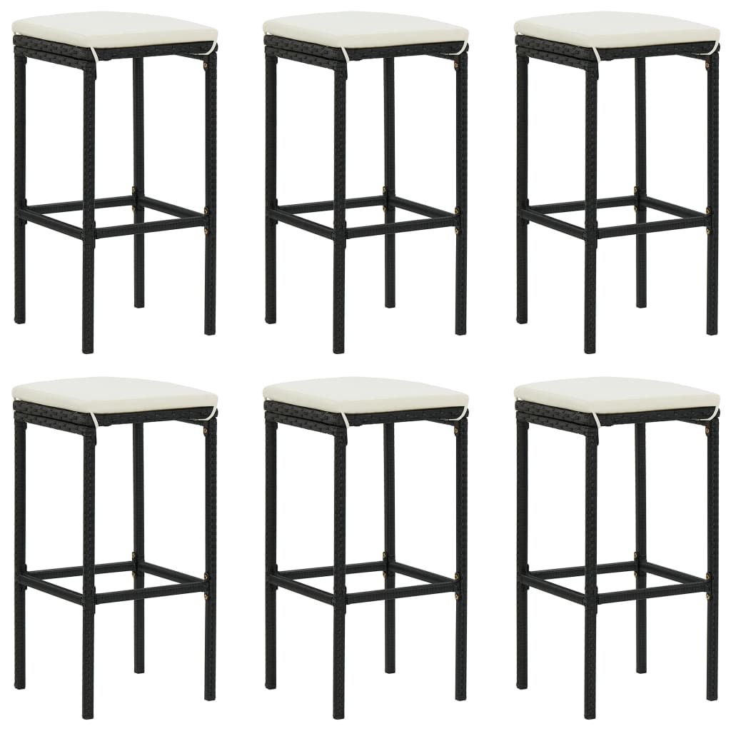 Garden Bar Set Black Poly Rattan, Powder-coated Steel Large