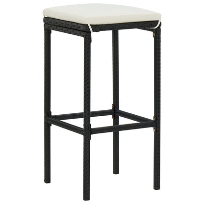 Garden Bar Set Black Poly Rattan, Powder-coated Steel Large