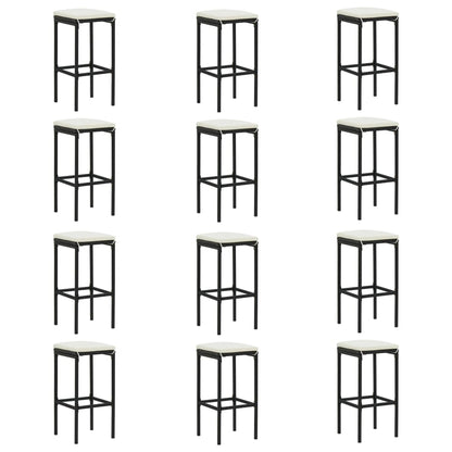 Garden Bar Set Black Poly rattan 16-piece set Removable Covers