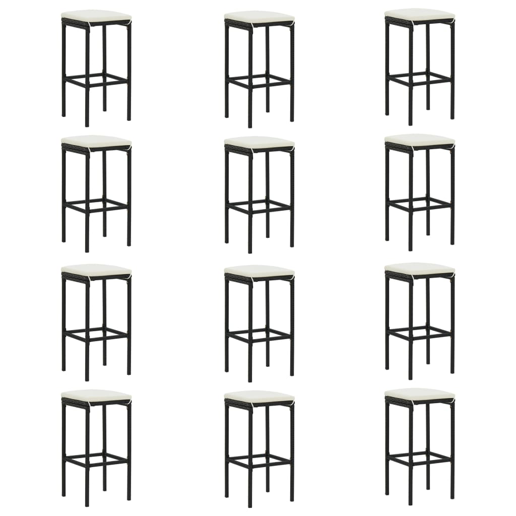 Garden Bar Set Black Poly rattan 16-piece set Removable Covers