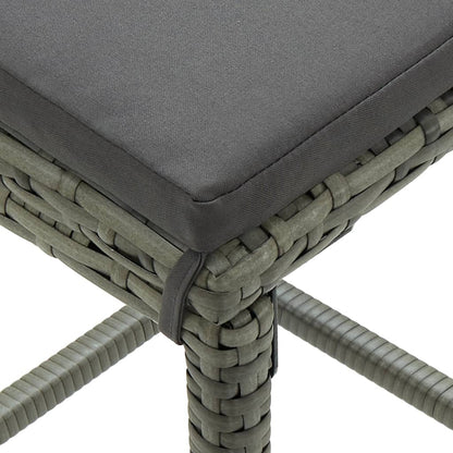 Garden Bar Set Grey Poly rattan Removable Covers Garden Bar Set