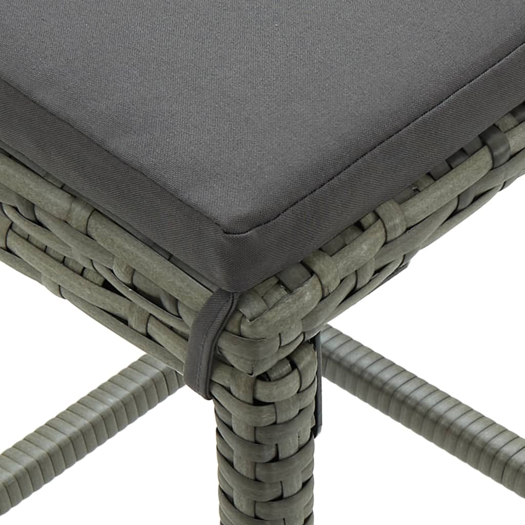 Garden Bar Set Grey Poly rattan Removable Covers Garden Bar Set