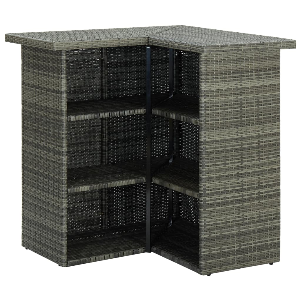 Garden Bar Set Grey Poly rattan Removable Covers Garden Bar Set