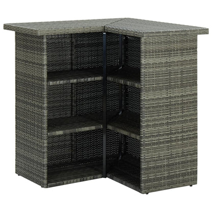 Garden Bar Set Grey Poly rattan Removable Covers Garden Bar Set